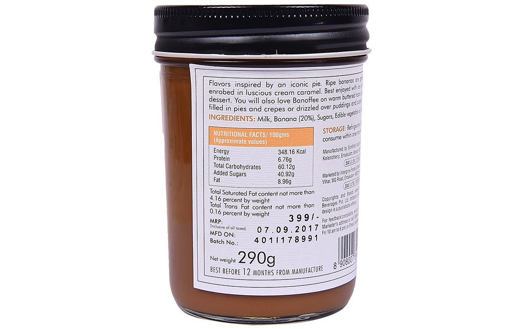 Sprig Banana & Caramel Banoffee   Glass Jar  290 grams